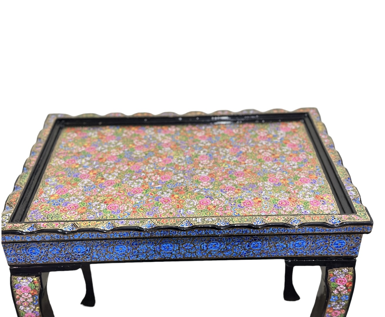 Handmade Paper Mache Table , Hand Painted Vintage Papier mache 